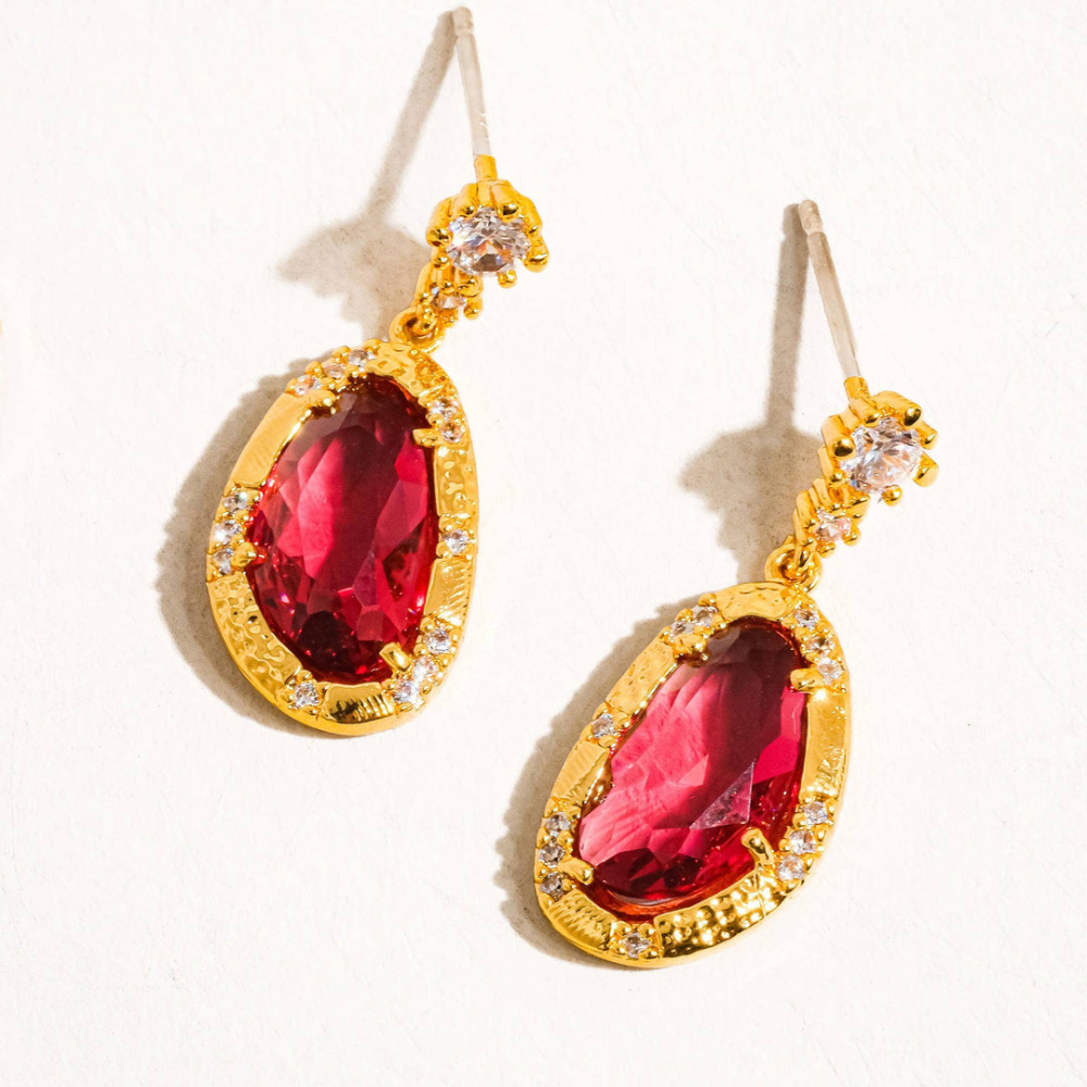 Selena 18K Gold-Plated Gemstone Earrings