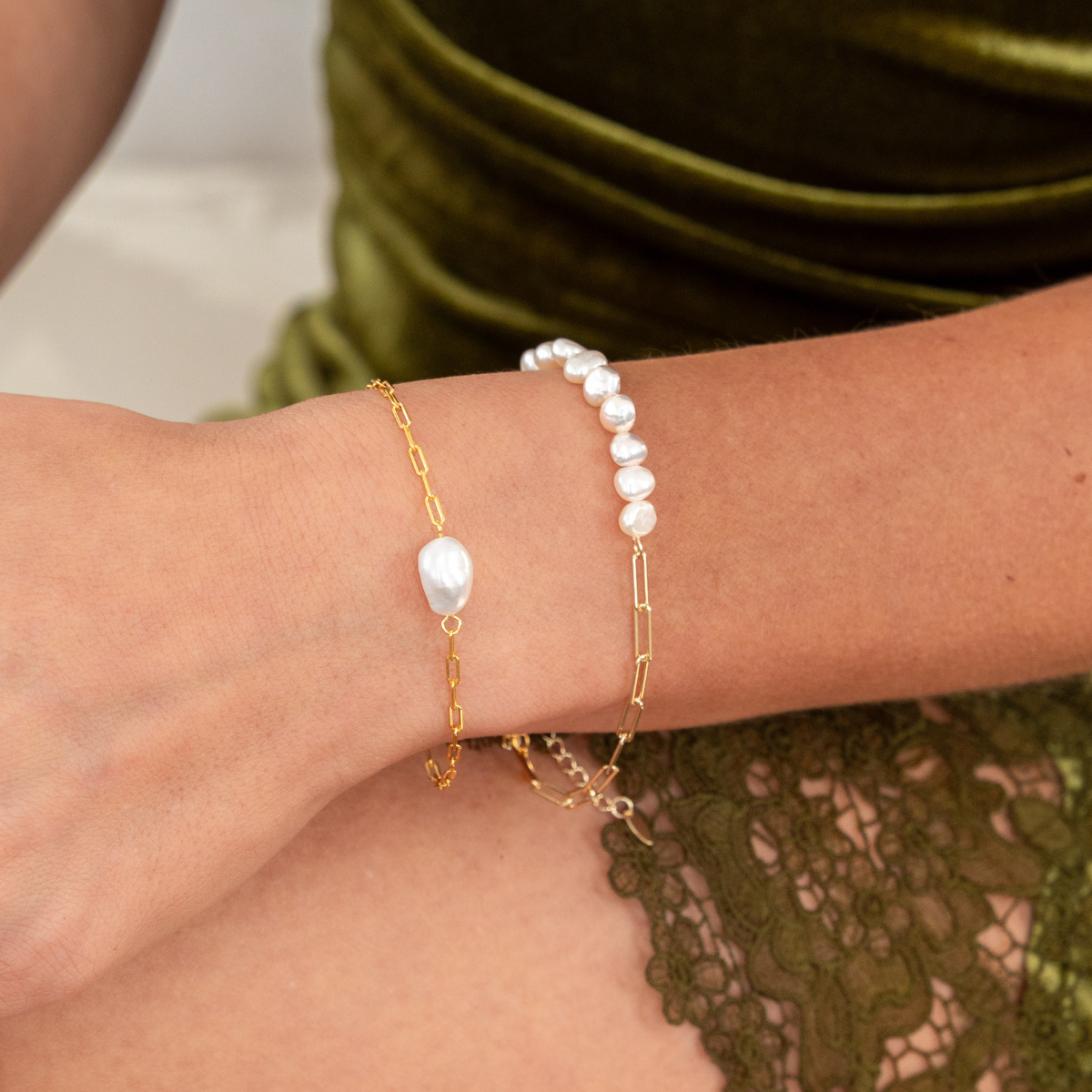 18K Gold Vermeil Kelly Pearl Bracelet