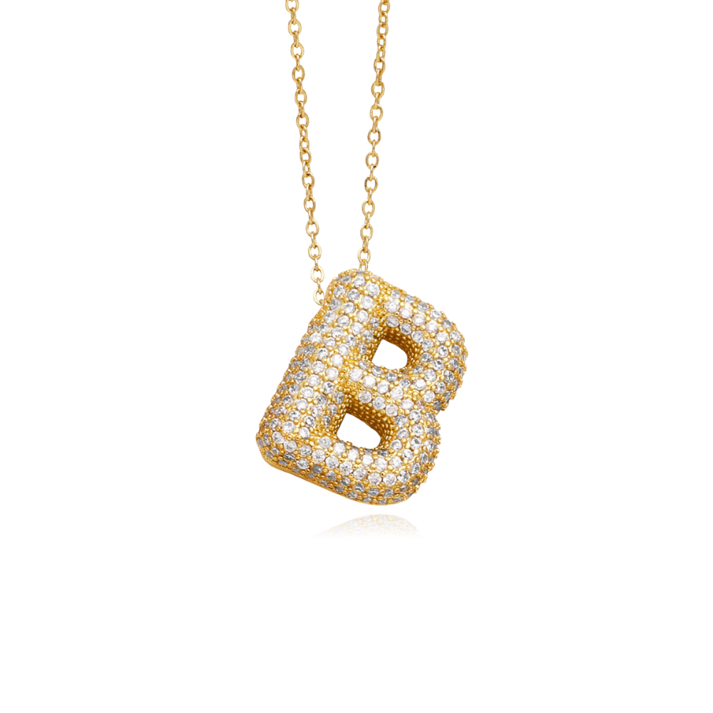 Bubble 14K Gold Letter Necklace