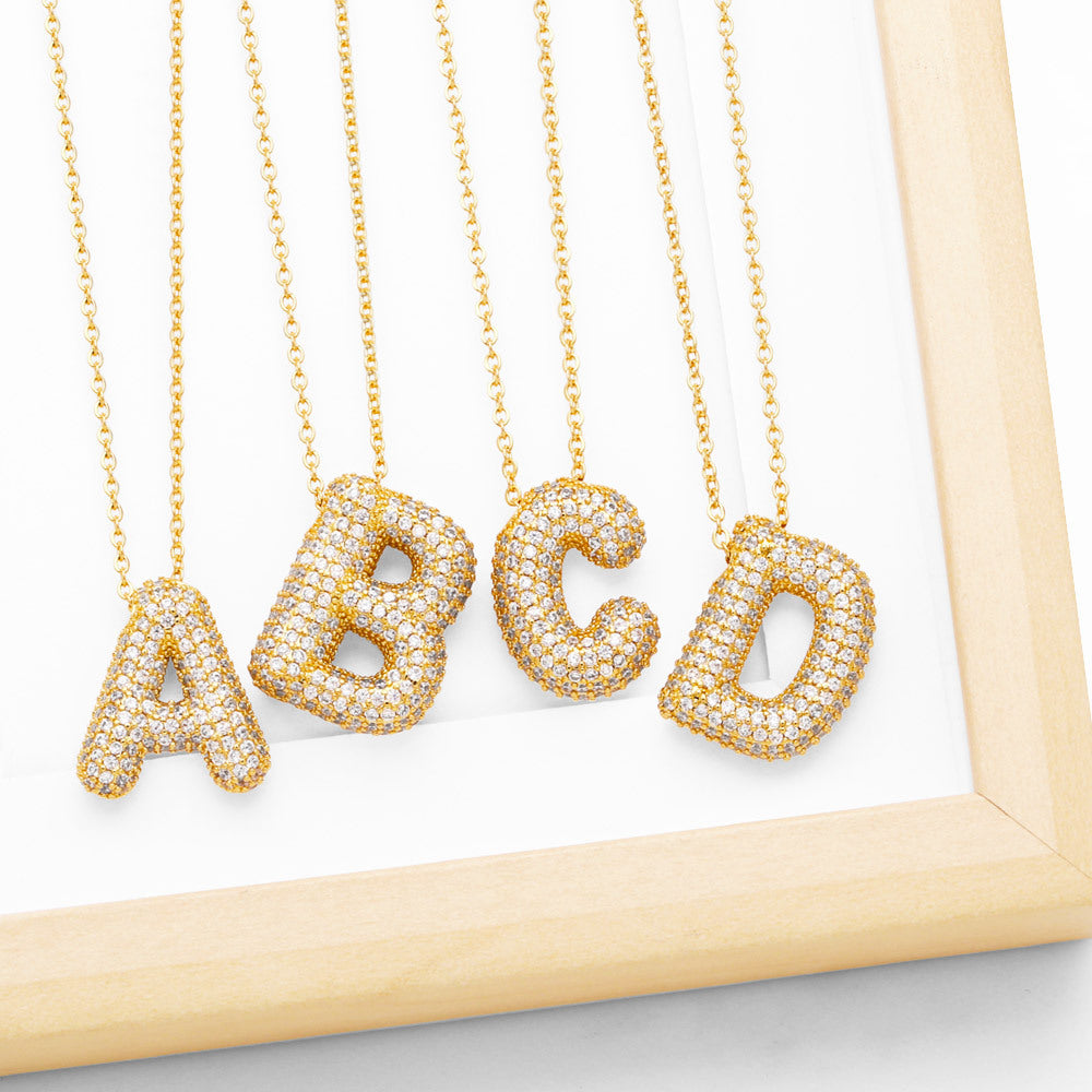 Bubble 14K Gold Letter Necklace