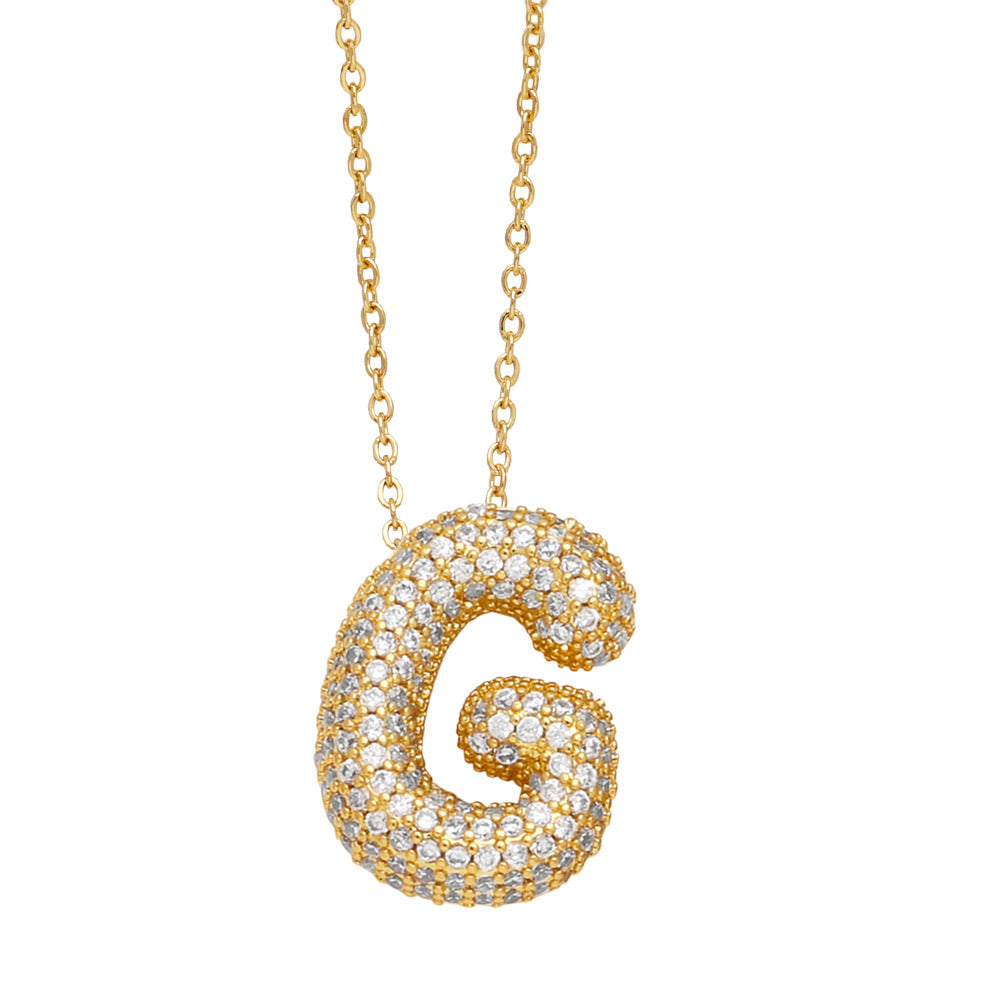 Bubble 14K Gold Letter Necklace