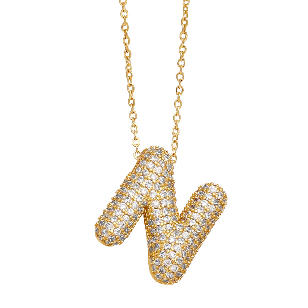 Bubble 14K Gold Letter Necklace