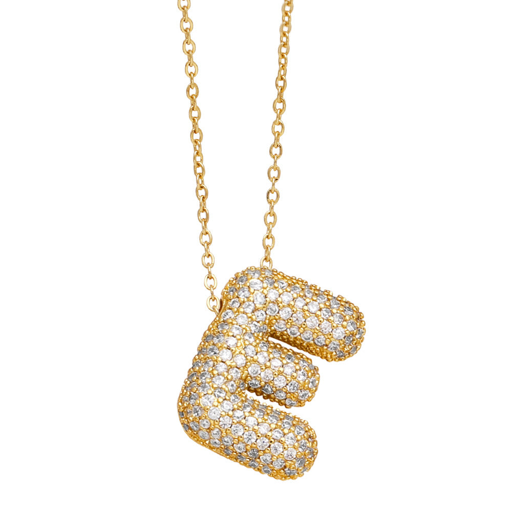 Bubble 14K Gold Letter Necklace