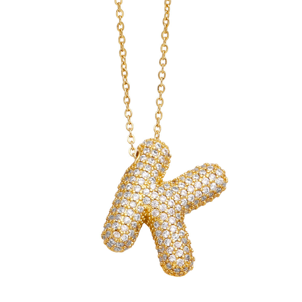 Bubble 14K Gold Letter Necklace