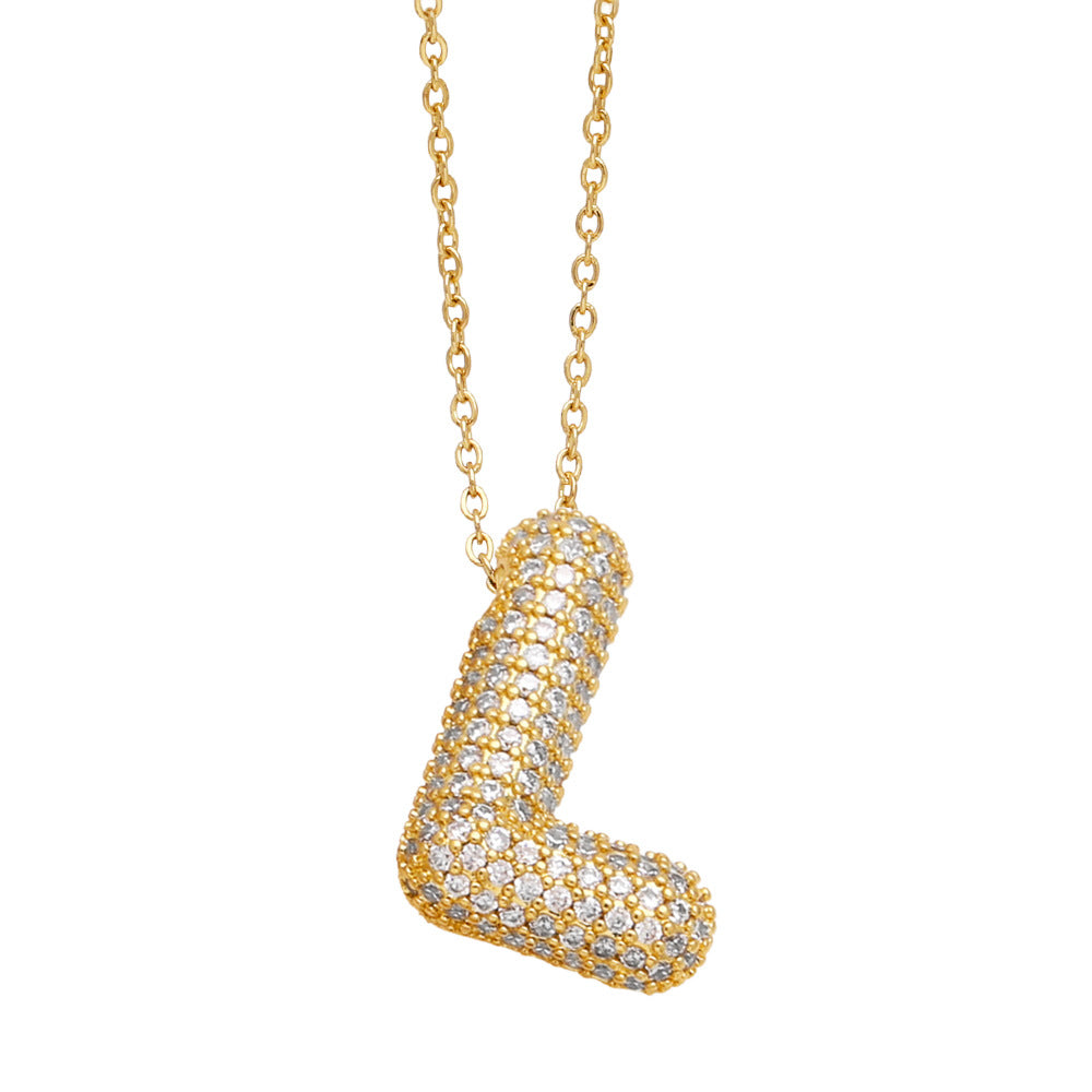 Bubble 14K Gold Letter Necklace