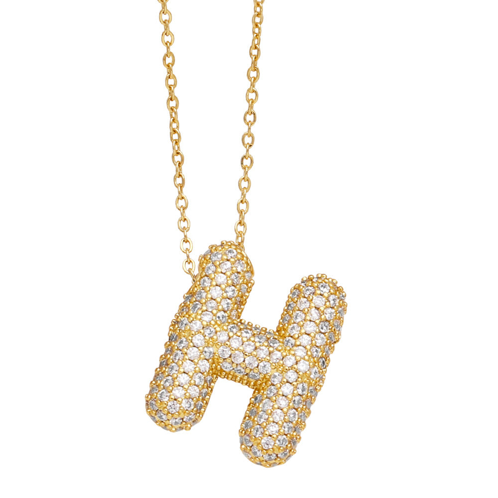 Bubble 14K Gold Letter Necklace