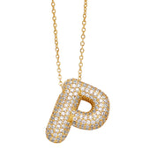 Bubble 14K Gold Letter Necklace