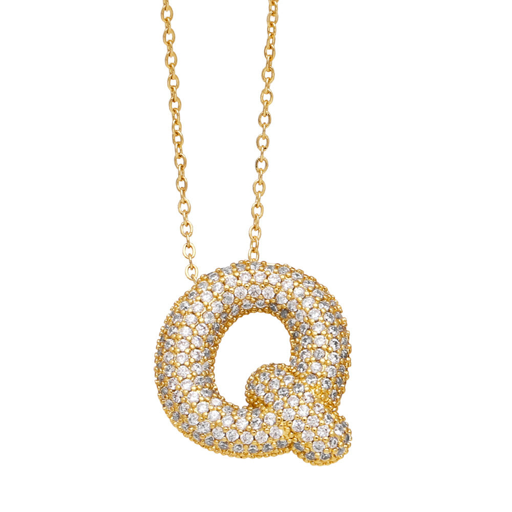 Bubble 14K Gold Letter Necklace