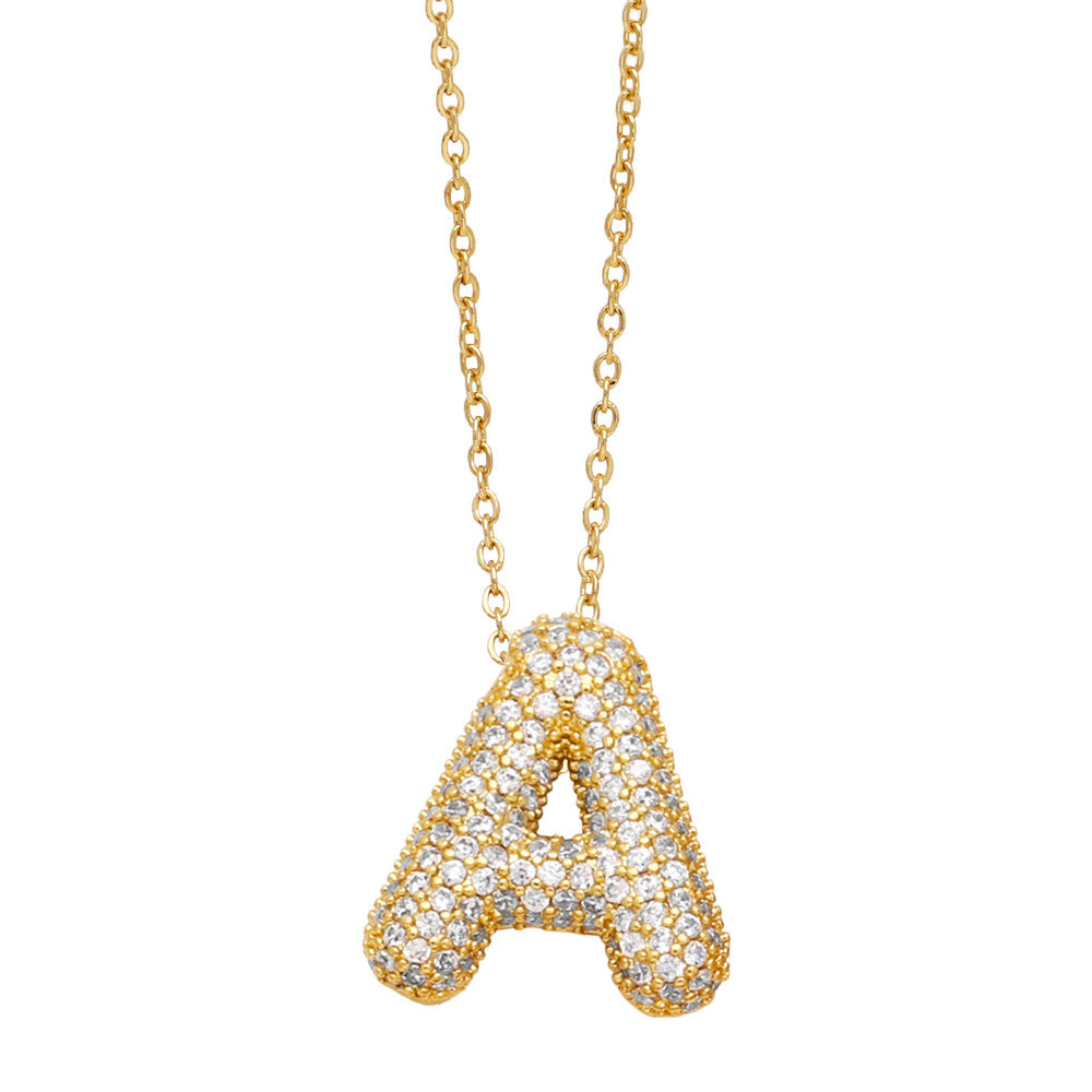 Bubble 14K Gold Letter Necklace