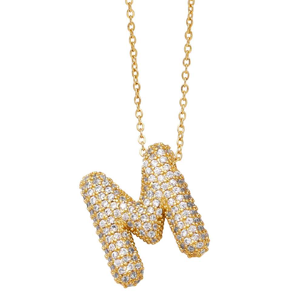 Bubble 14K Gold Letter Necklace