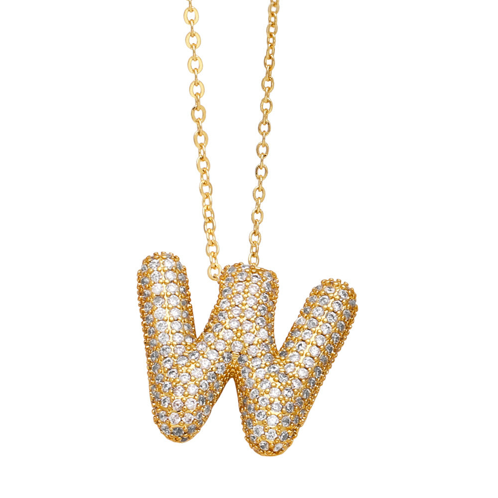 Bubble 14K Gold Letter Necklace