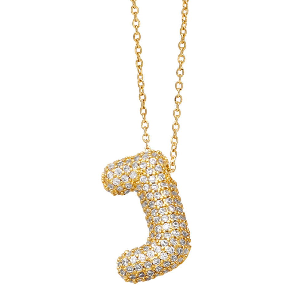 Bubble 14K Gold Letter Necklace