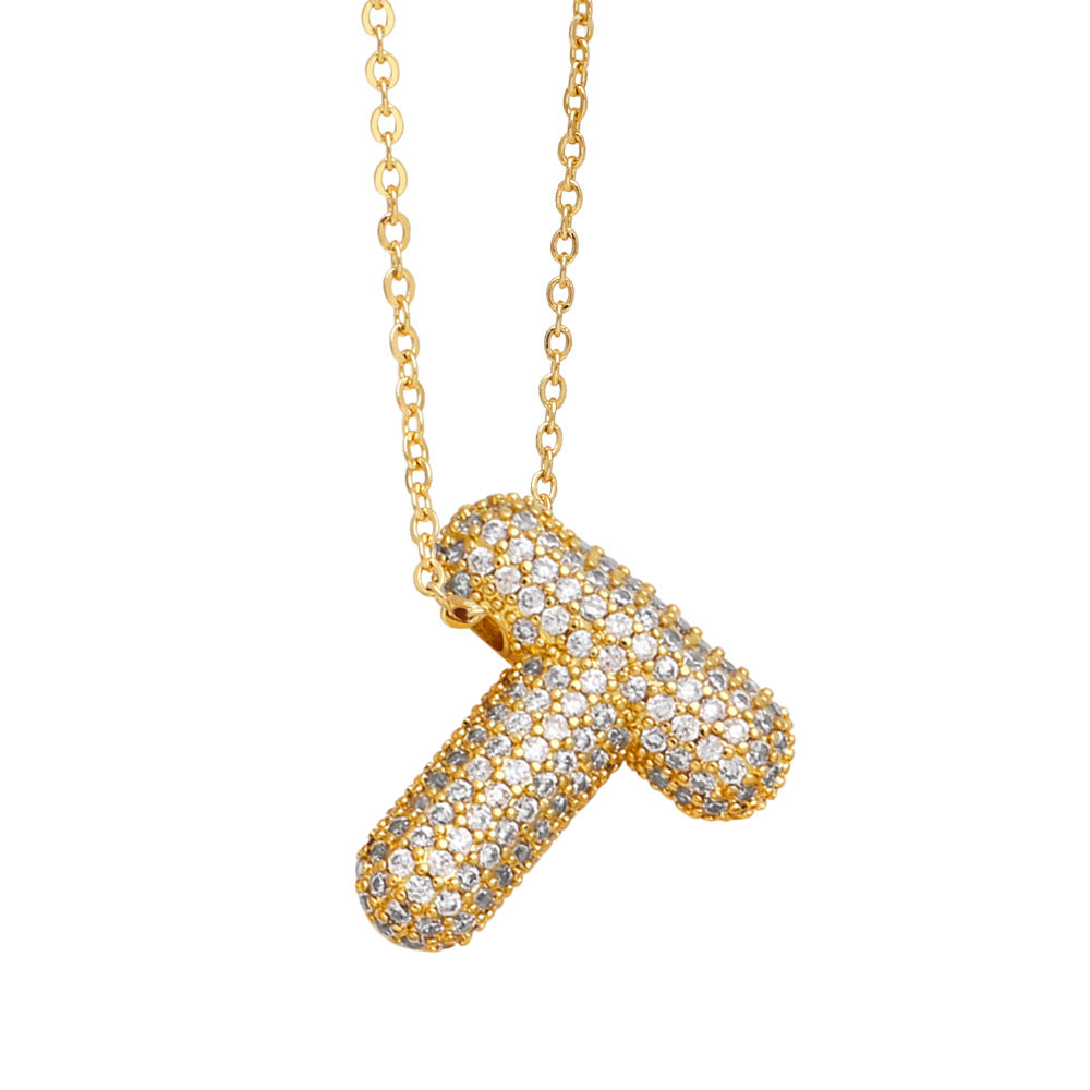 Bubble 14K Gold Letter Necklace