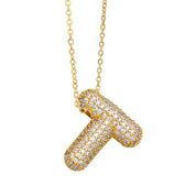 Bubble 14K Gold Letter Necklace