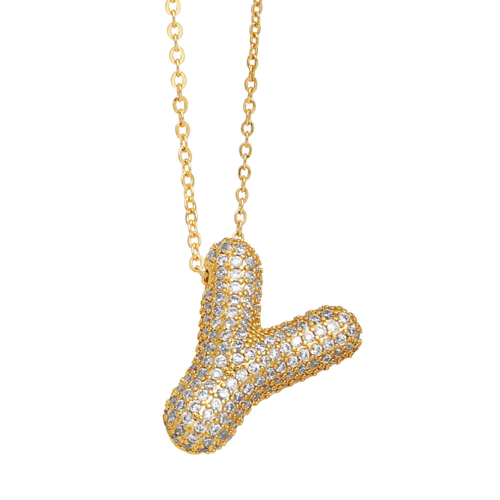 Bubble 14K Gold Letter Necklace