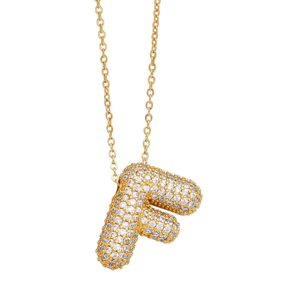 Bubble 14K Gold Letter Necklace